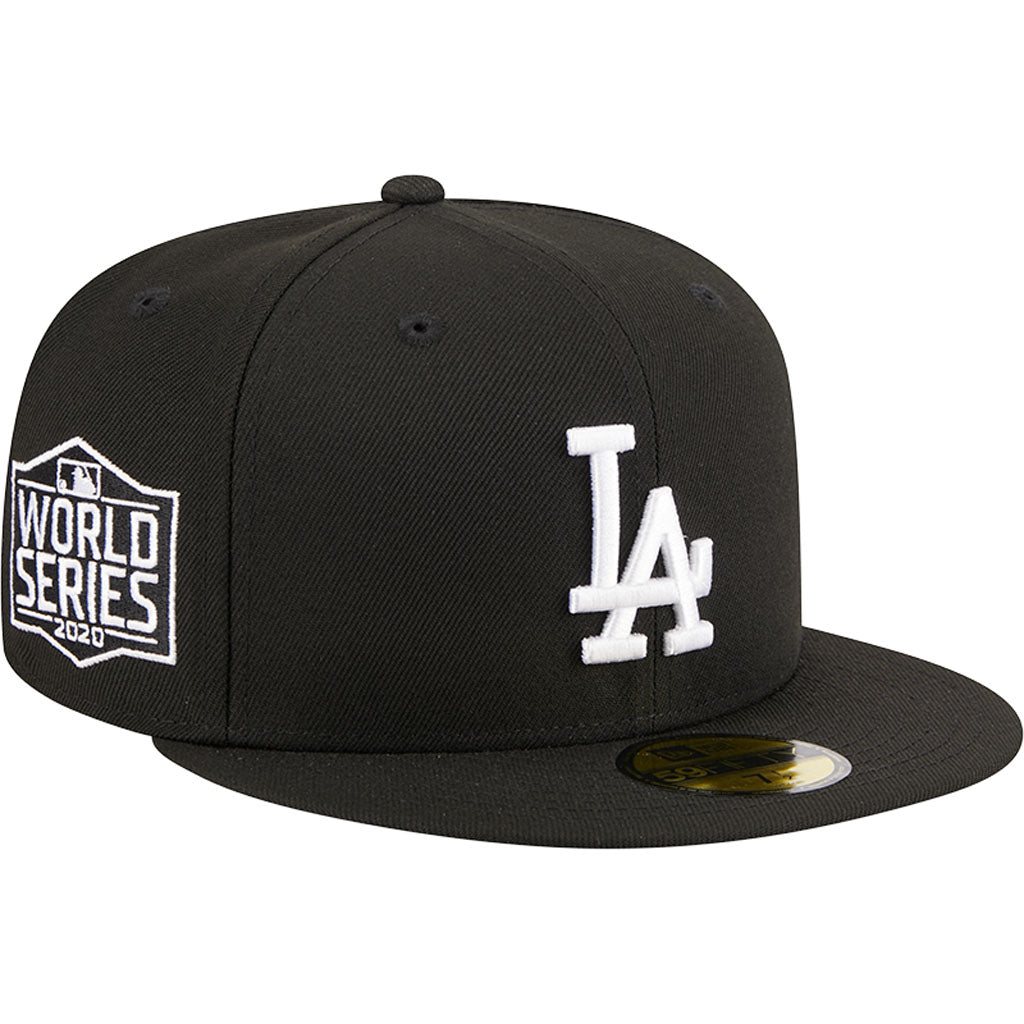 MLB Los Angeles Dodgers New Era Side Patch Black & White 59FIFTY Fitted Hat - Black