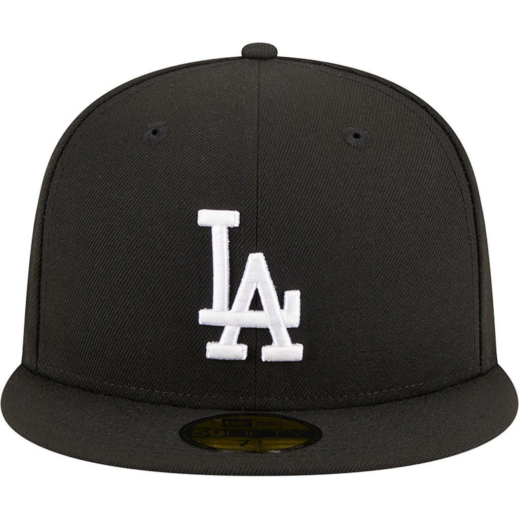MLB Los Angeles Dodgers New Era Side Patch Black & White 59FIFTY Fitted Hat - Black