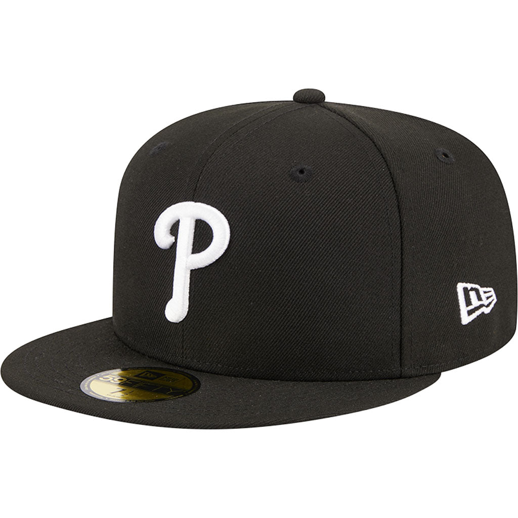 MLB Philadelphia Phillies New Era Side Patch Black & White 59FIFTY Fitted Hat - Black