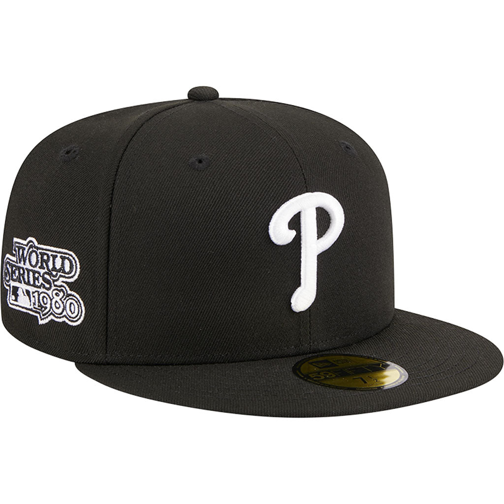 MLB Philadelphia Phillies New Era Side Patch Black & White 59FIFTY Fitted Hat - Black