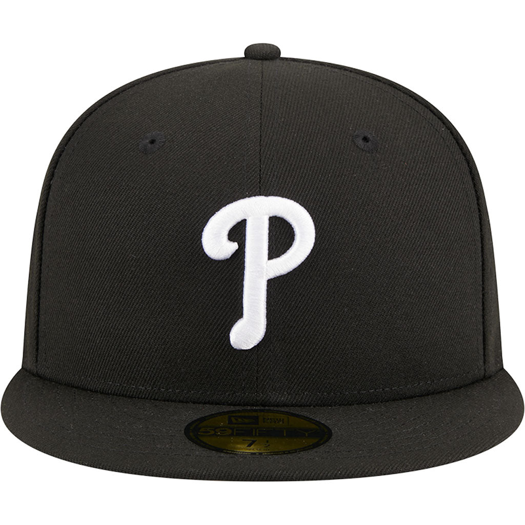 MLB Philadelphia Phillies New Era Side Patch Black & White 59FIFTY Fitted Hat - Black