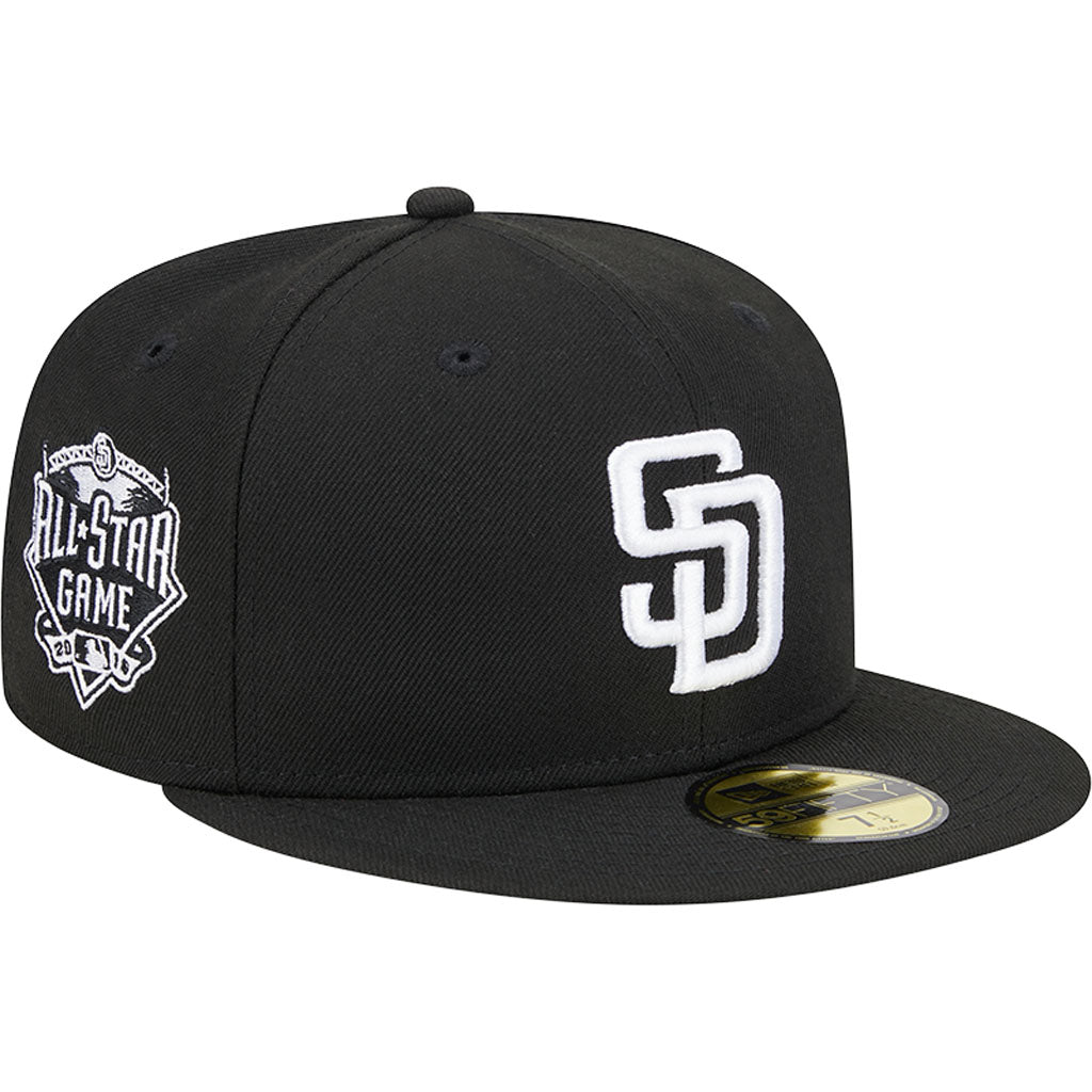 MLB San Diego Padres New Era Side Patch Black & White 59FIFTY Fitted Hat - Black