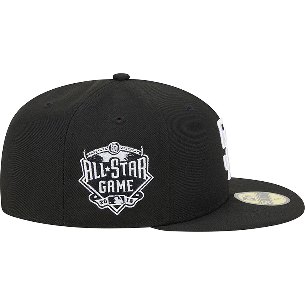 MLB San Diego Padres New Era Side Patch Black & White 59FIFTY Fitted Hat - Black
