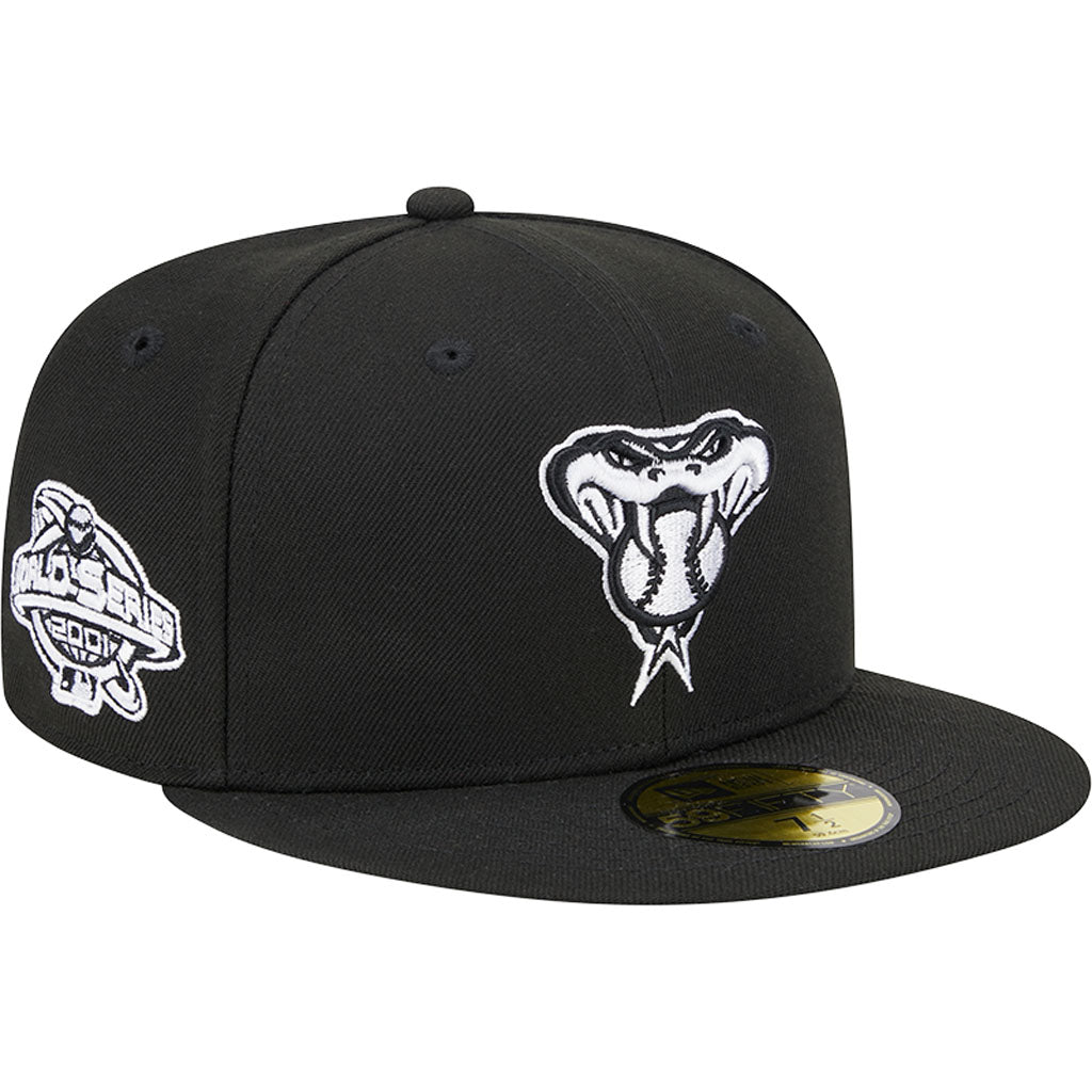 MLB Arizona Diamondbacks New Era Snakehead Side Patch Black & White 59FIFTY Fitted Hat - Black