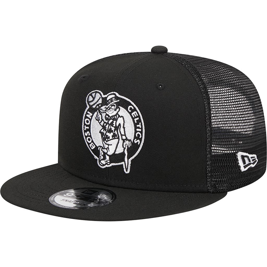 NBA Boston Celtics New Era Black & White 9FIFTY Snapback Trucker Hat - Black