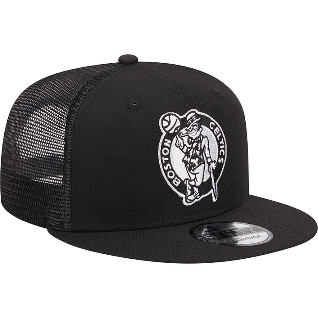NBA Boston Celtics New Era Black & White 9FIFTY Snapback Trucker Hat - Black