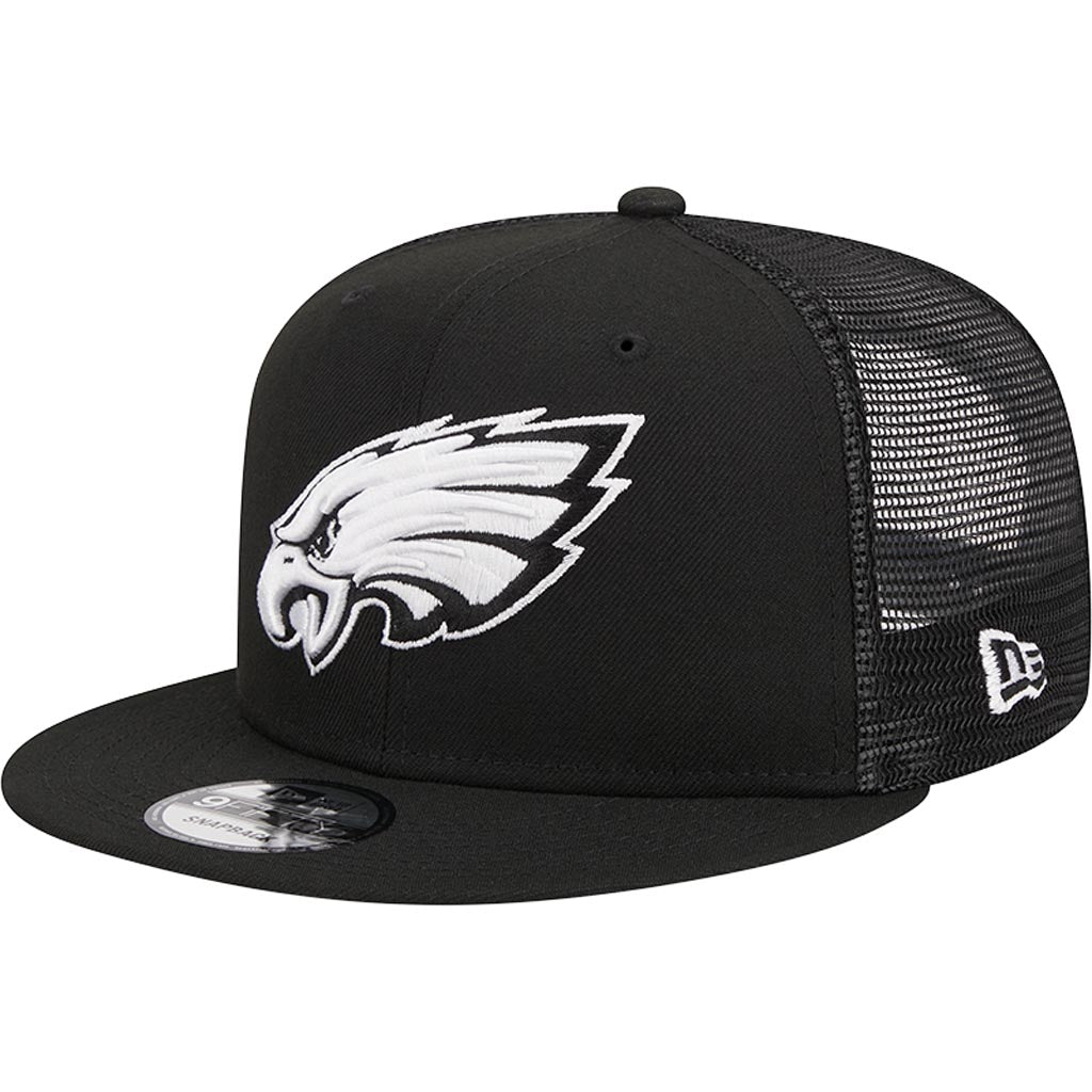 NFL Philadelphia Eagles New Era Black & White 9FIFTY Snapback Trucker Hat - Black