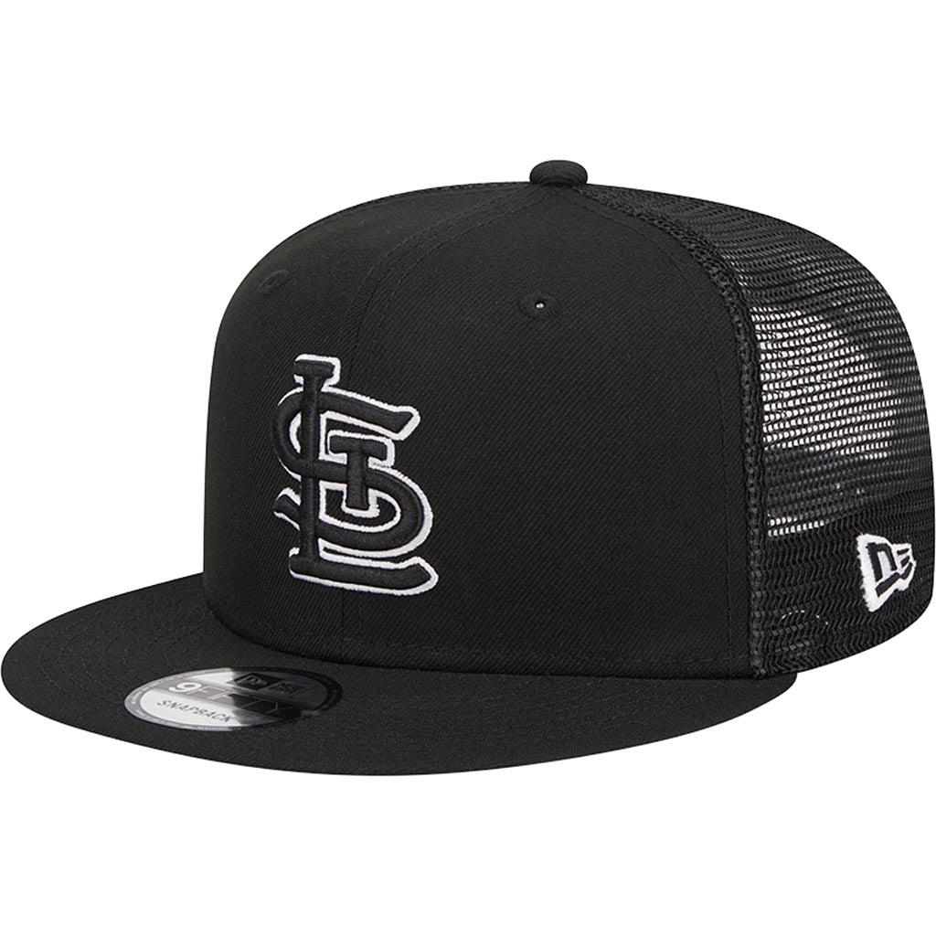 MLB St. Louis Cardinals New Era Black & White 9FIFTY Snapback Trucker Hat - Black