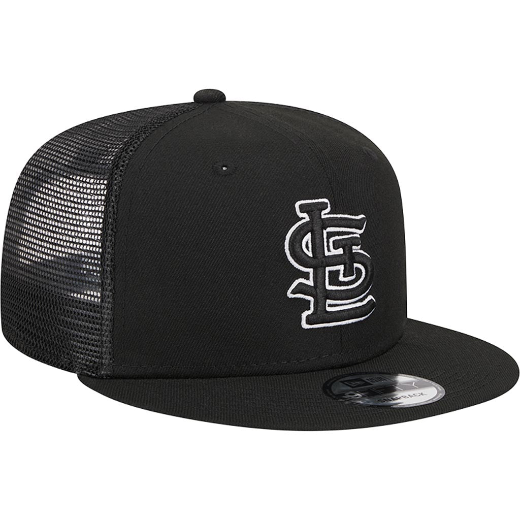 MLB St. Louis Cardinals New Era Black & White 9FIFTY Snapback Trucker Hat - Black