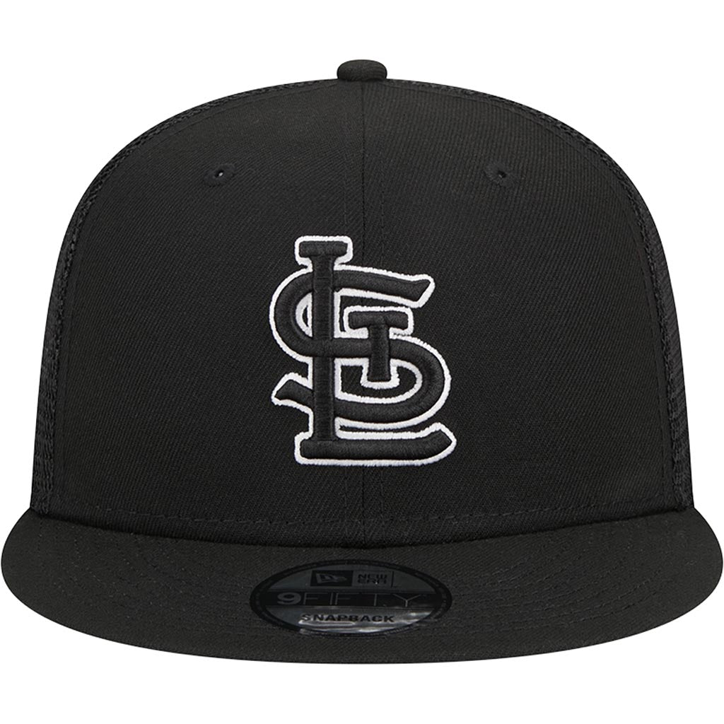 MLB St. Louis Cardinals New Era Black & White 9FIFTY Snapback Trucker Hat - Black