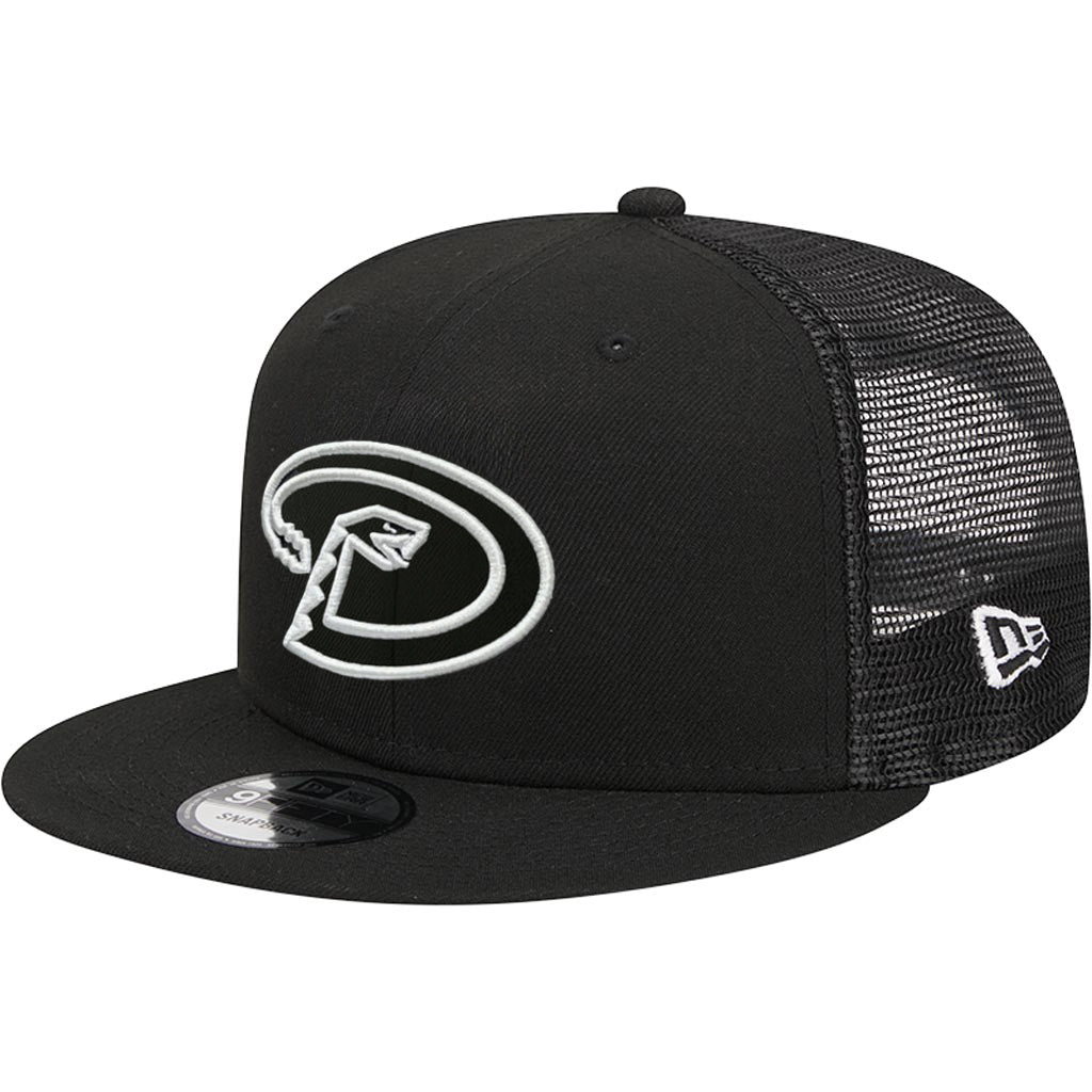 MLB Arizona Diamondbacks New Era Throwback "D" Black & White 9FIFTY Snapback Trucker Hat - Black