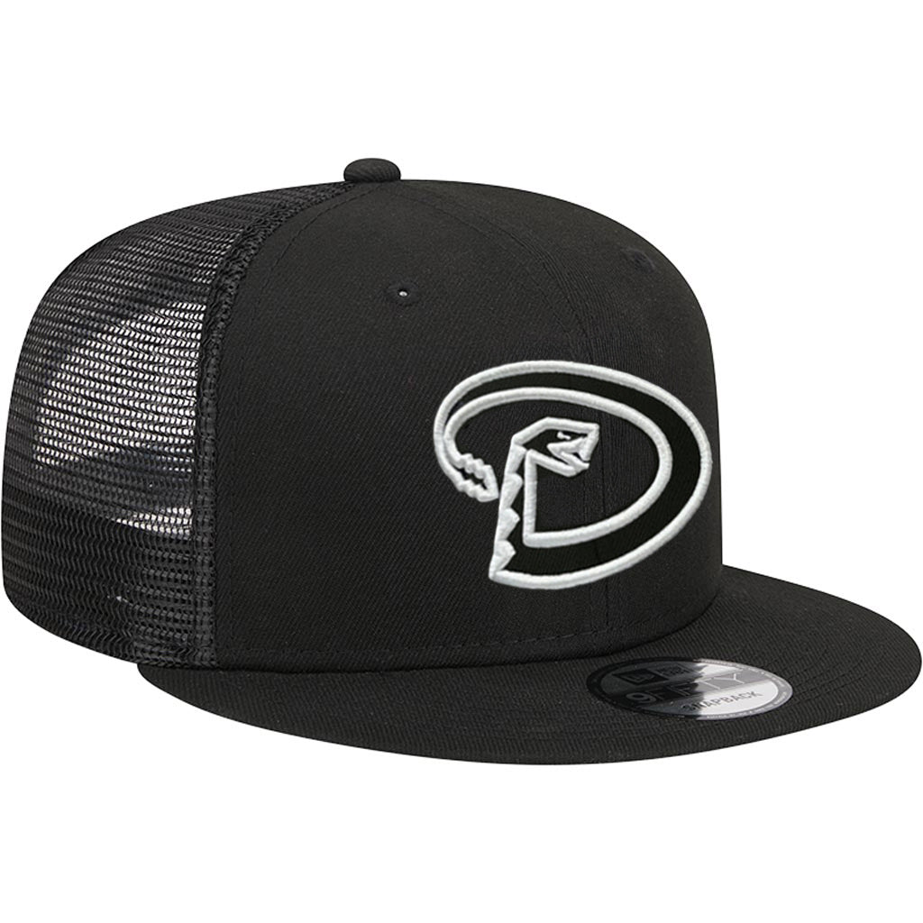 MLB Arizona Diamondbacks New Era Throwback "D" Black & White 9FIFTY Snapback Trucker Hat - Black