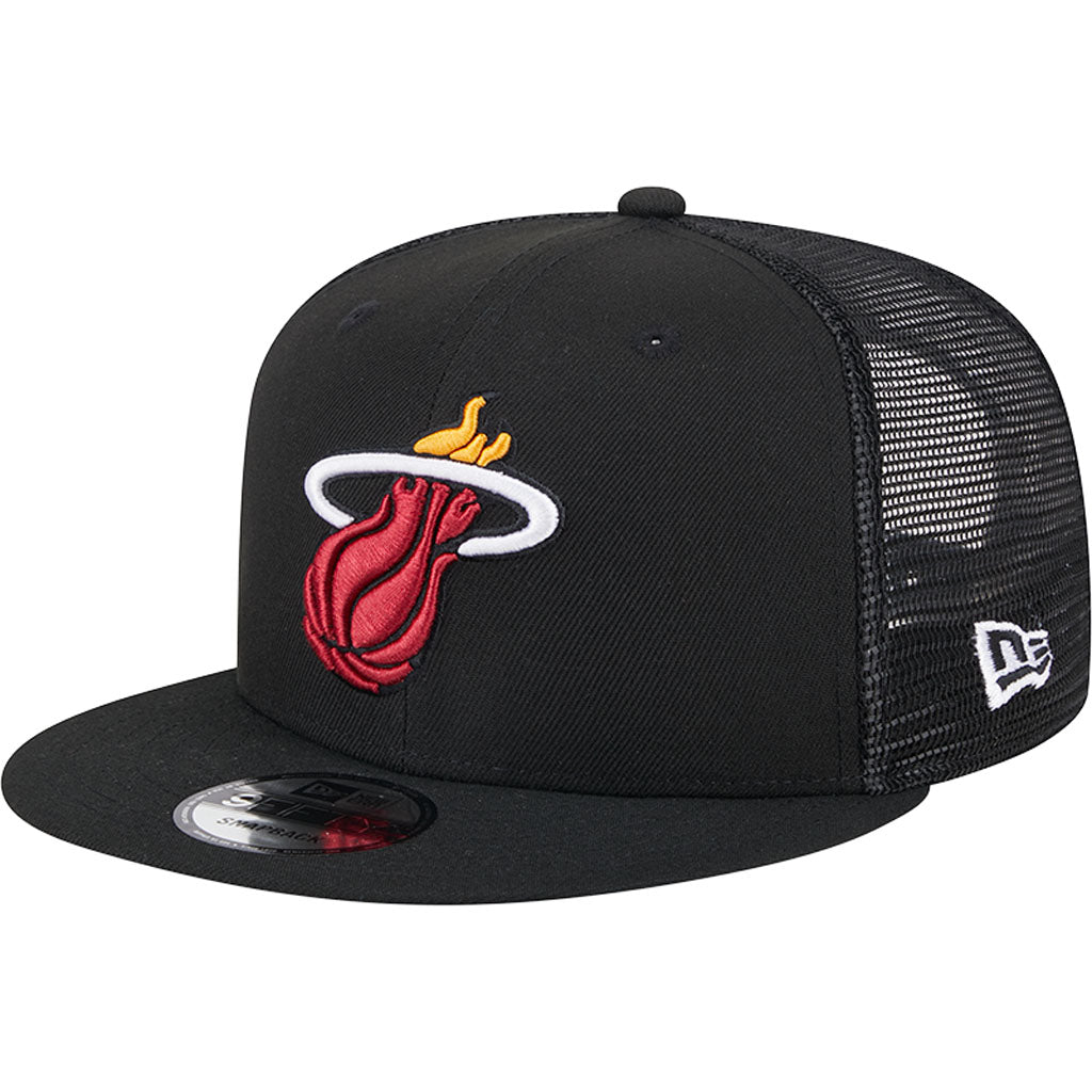 NBA Miami Heat New Era OTC Trucker 9FIFTY Snapback Hat - Black