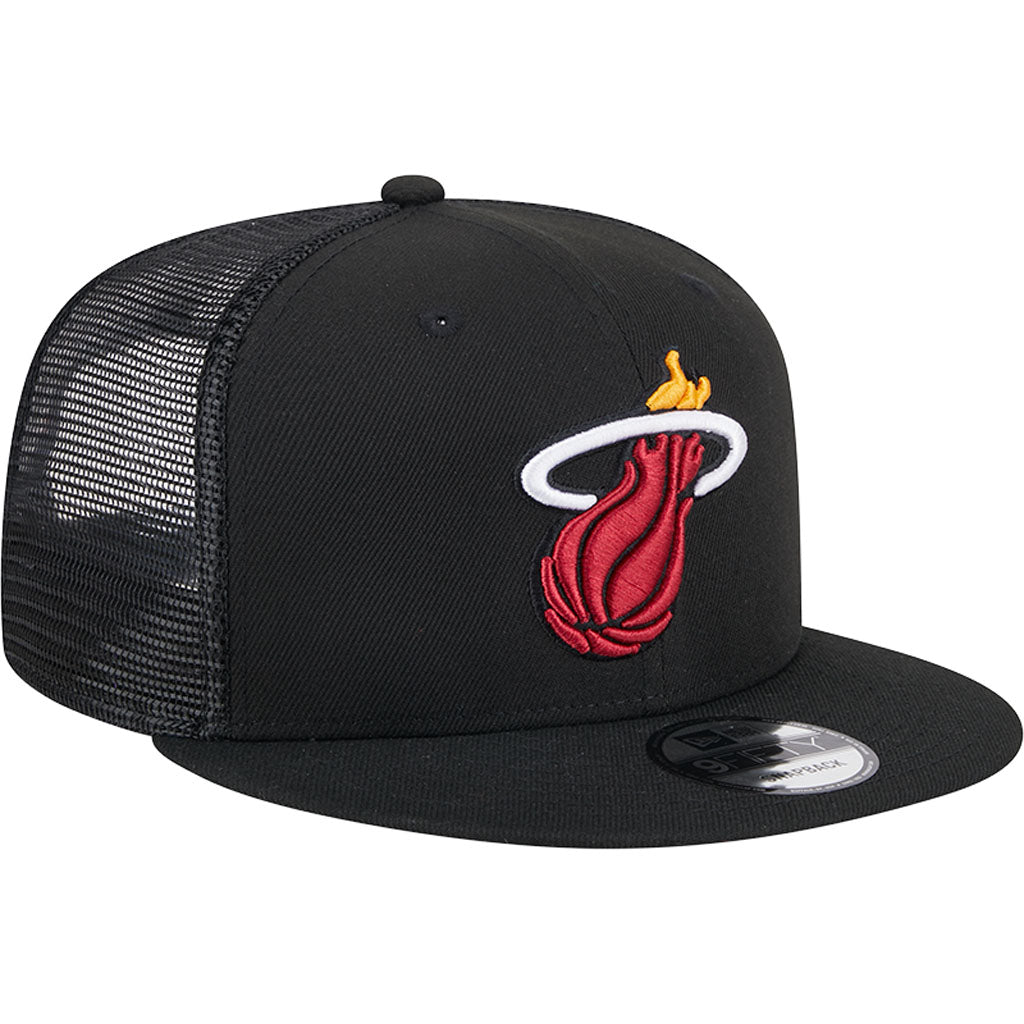 NBA Miami Heat New Era OTC Trucker 9FIFTY Snapback Hat - Black