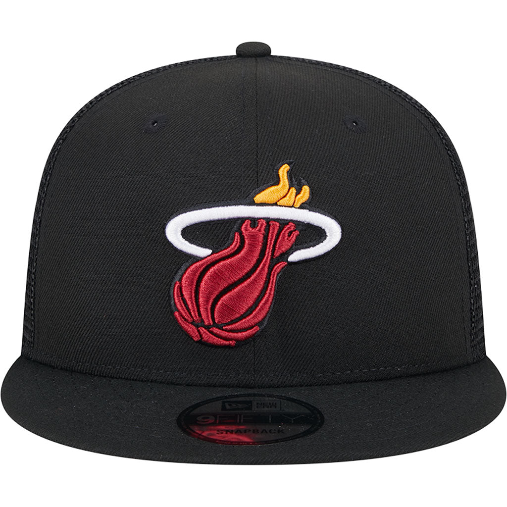 NBA Miami Heat New Era OTC Trucker 9FIFTY Snapback Hat - Black
