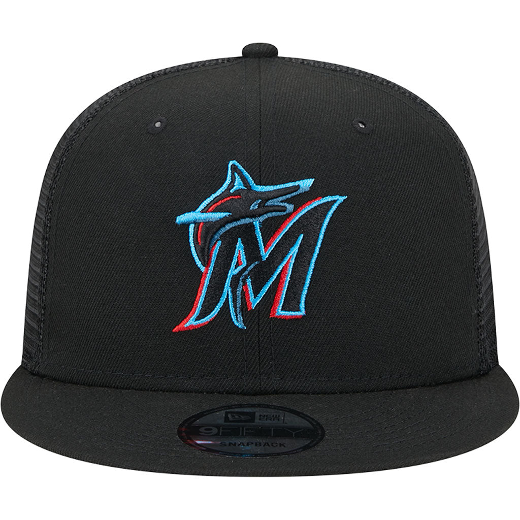 MLB Miami Marlins New Era OTC Trucker 9FIFTY Snapback Hat - Black