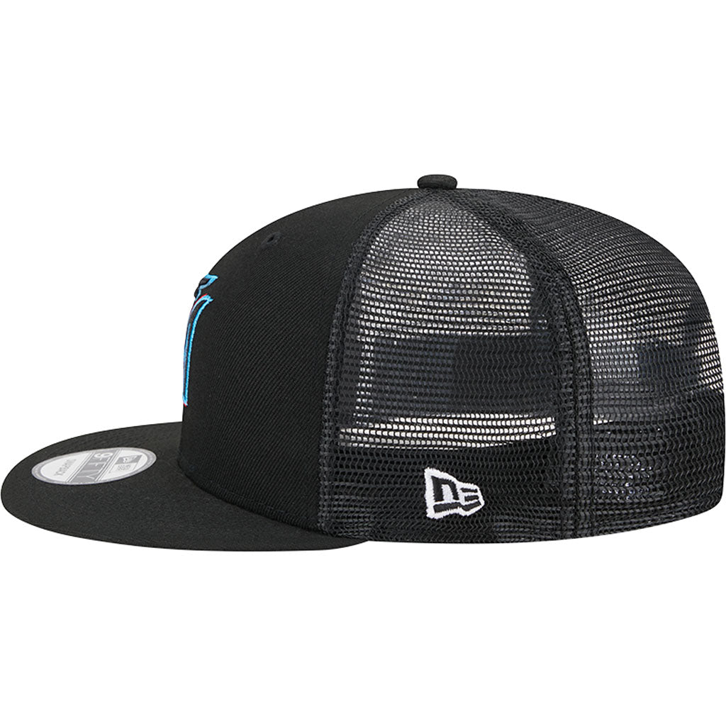 MLB Miami Marlins New Era OTC Trucker 9FIFTY Snapback Hat - Black