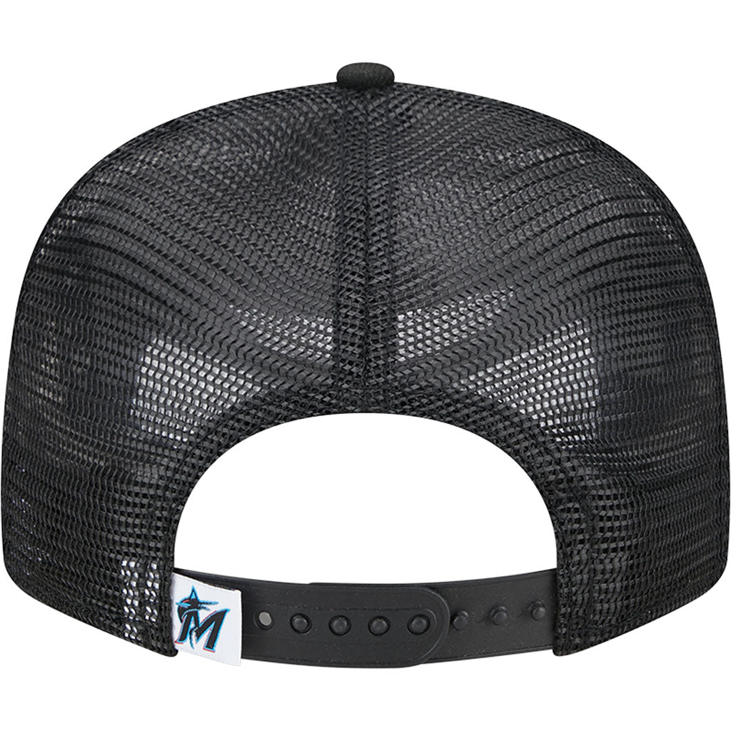MLB Miami Marlins New Era OTC Trucker 9FIFTY Snapback Hat - Black