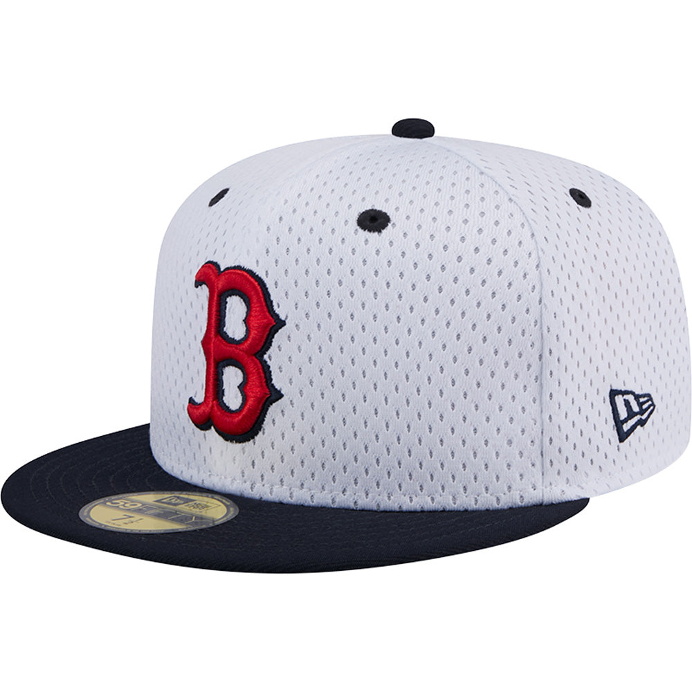MLB Boston Red Sox New Era Jersey Mesh 59FIFTY Fitted Hat - White
