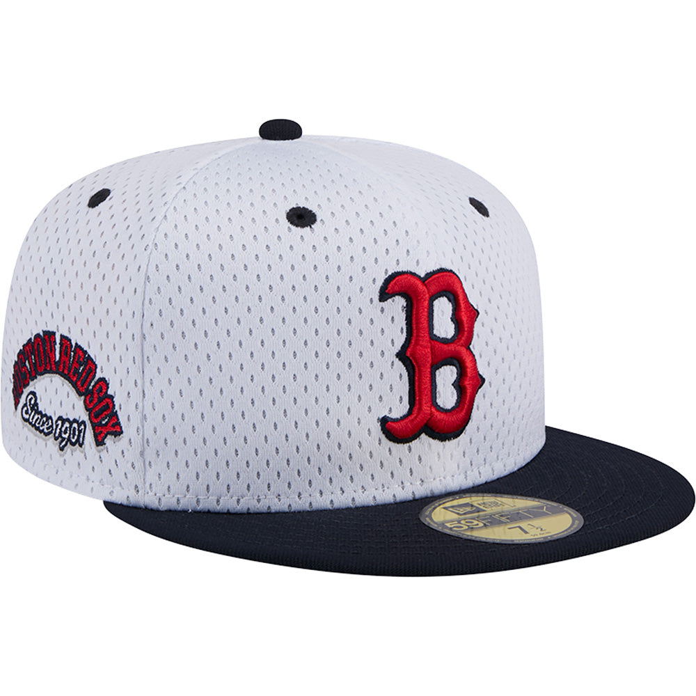 MLB Boston Red Sox New Era Jersey Mesh 59FIFTY Fitted Hat - White