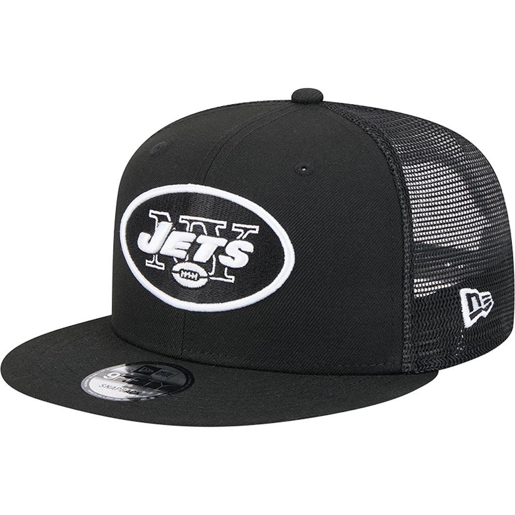 NFL New York Jets New Era Throwback Black & White 9FIFTY Snapback Trucker Hat - Black
