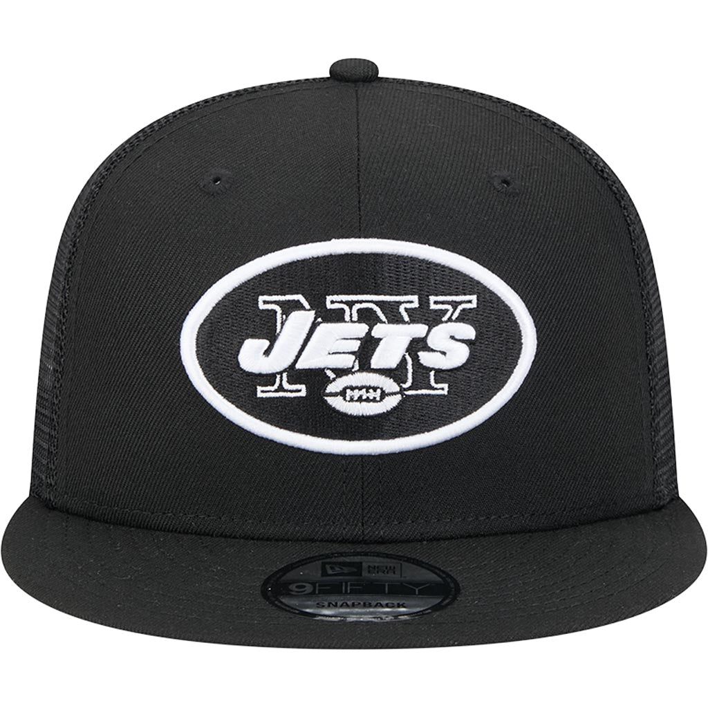 NFL New York Jets New Era Throwback Black & White 9FIFTY Snapback Trucker Hat - Black