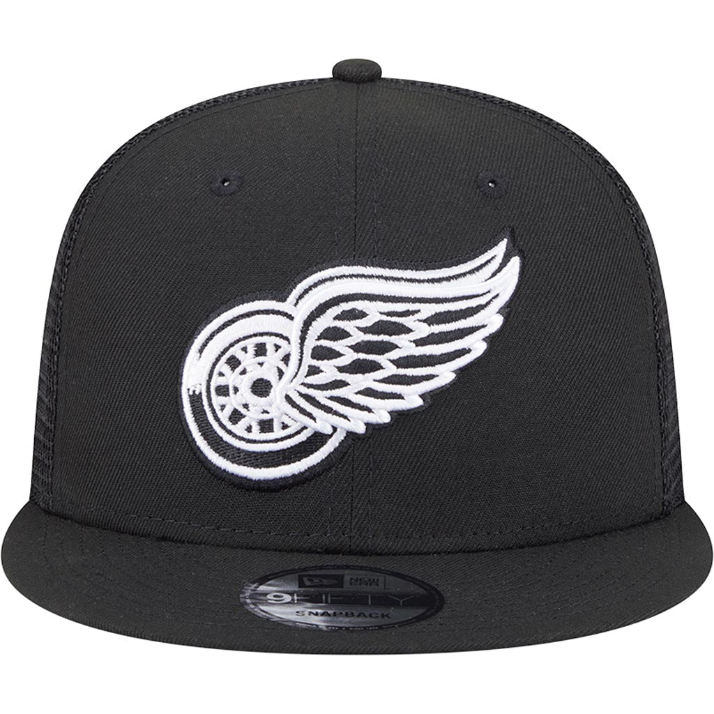 NHL Detroit Red Wings New Era Black & White 9FIFTY Snapback Trucker Hat - Black