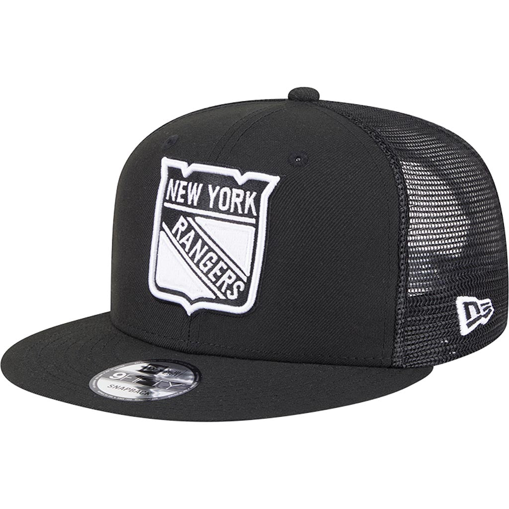 NHL New York Rangers New Era Black & White 9FIFTY Snapback Trucker Hat - Black