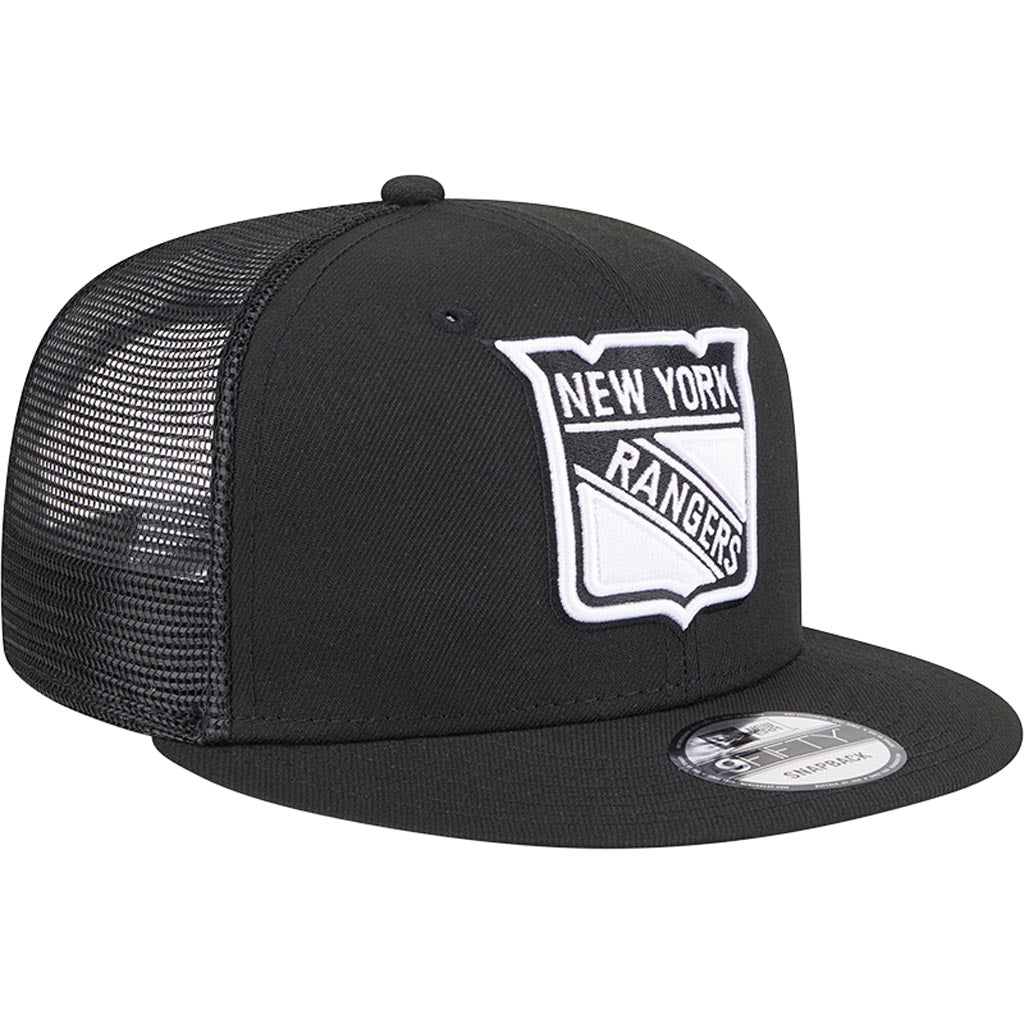 NHL New York Rangers New Era Black & White 9FIFTY Snapback Trucker Hat - Black