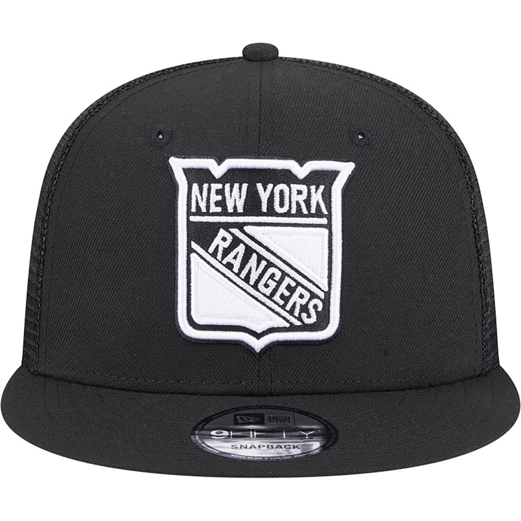 NHL New York Rangers New Era Black & White 9FIFTY Snapback Trucker Hat - Black