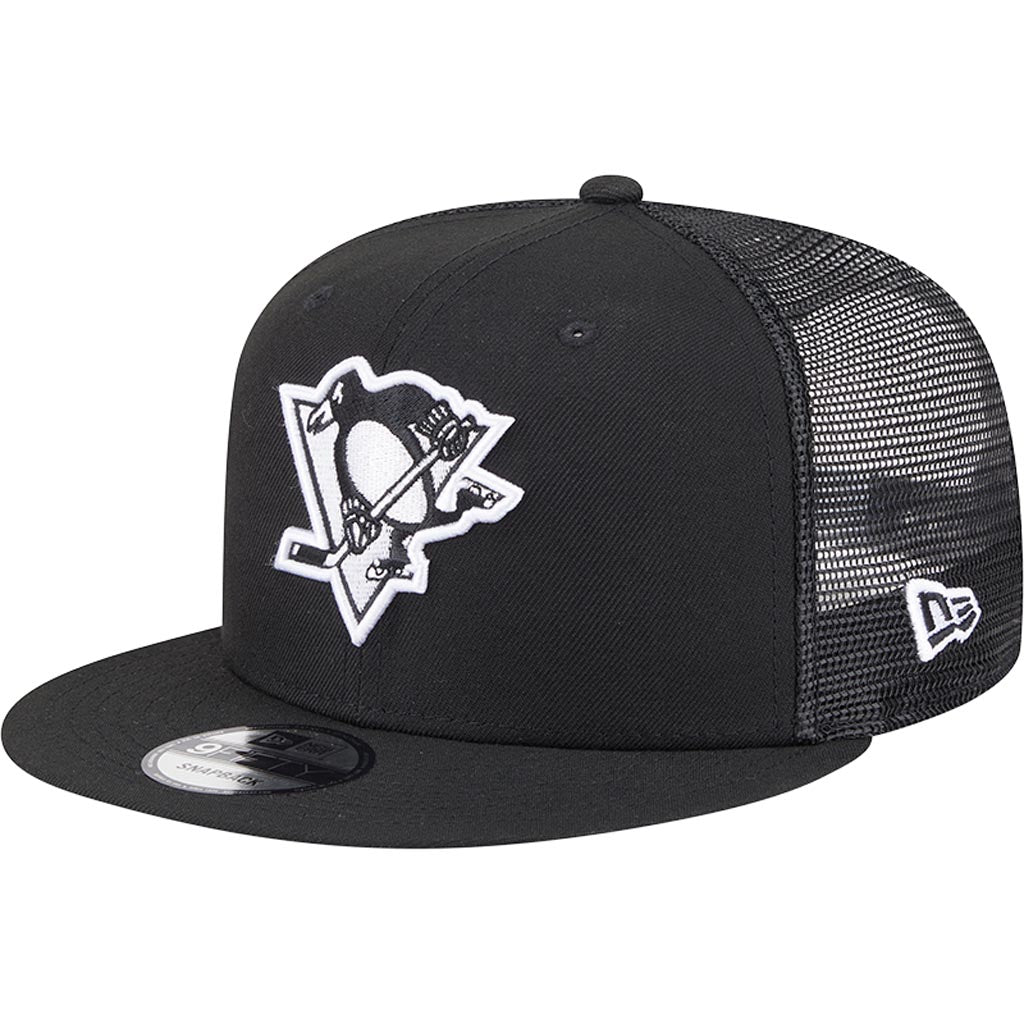 NHL Pittsburgh Penguins New Era Black & White 9FIFTY Snapback Trucker Hat - Black