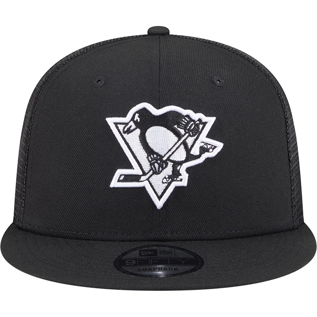 NHL Pittsburgh Penguins New Era Black & White 9FIFTY Snapback Trucker Hat - Black