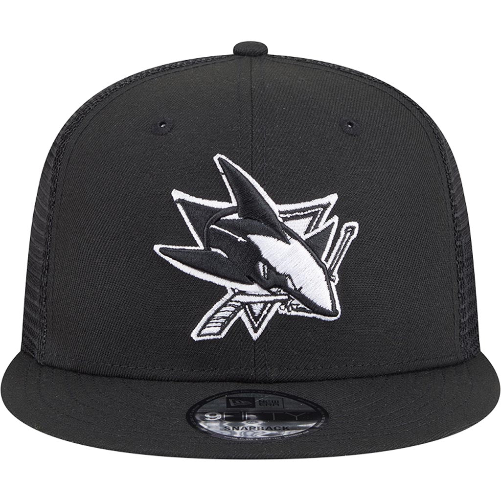 NHL San Jose Sharks New Era Black & White 9FIFTY Snapback Trucker Hat - Black