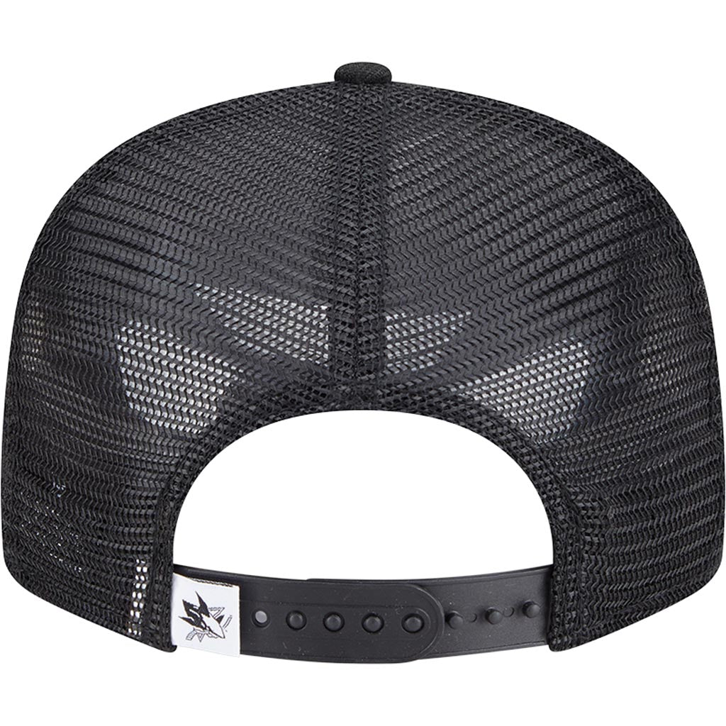 NHL San Jose Sharks New Era Black & White 9FIFTY Snapback Trucker Hat - Black
