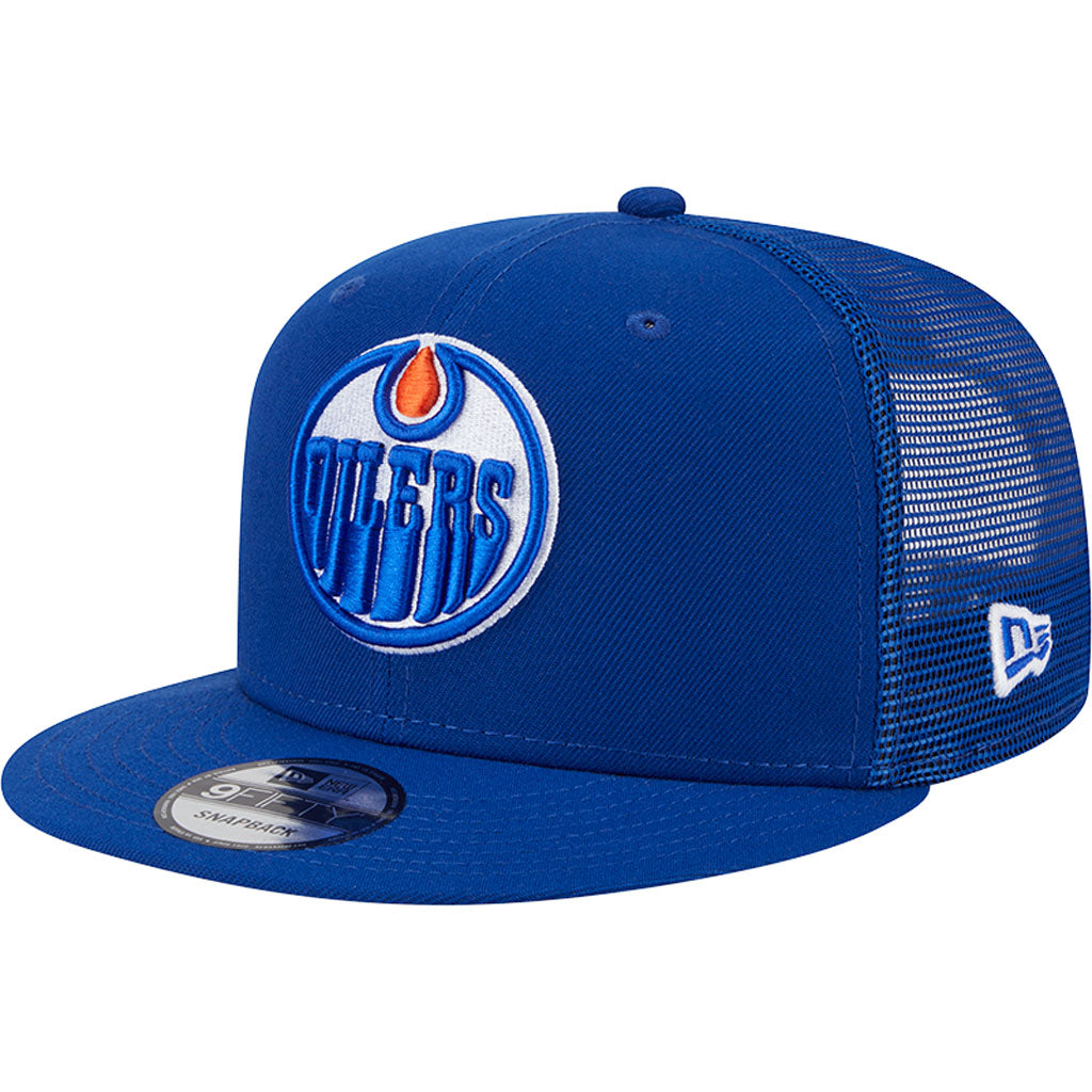 NHL Edmonton Oilers New Era OTC Trucker 9FIFTY Snapback Hat - Blue