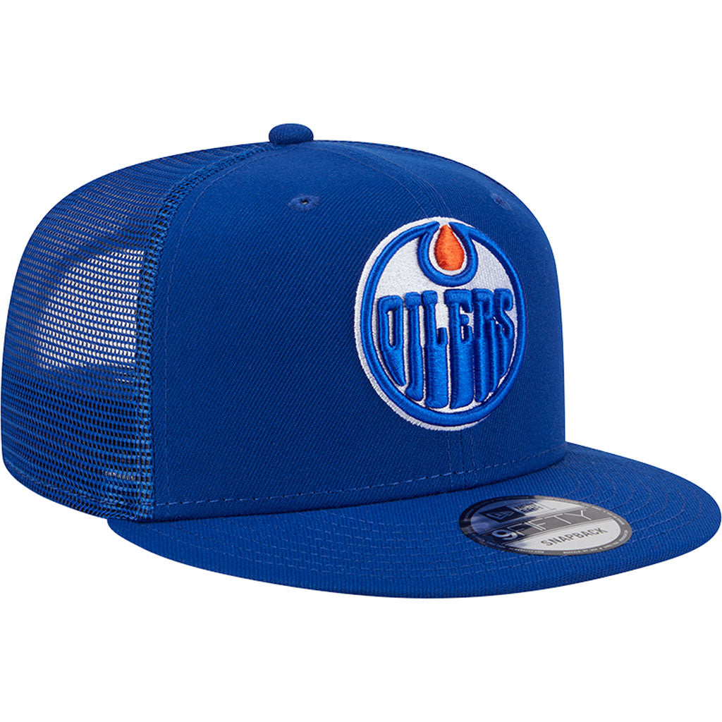 NHL Edmonton Oilers New Era OTC Trucker 9FIFTY Snapback Hat - Blue