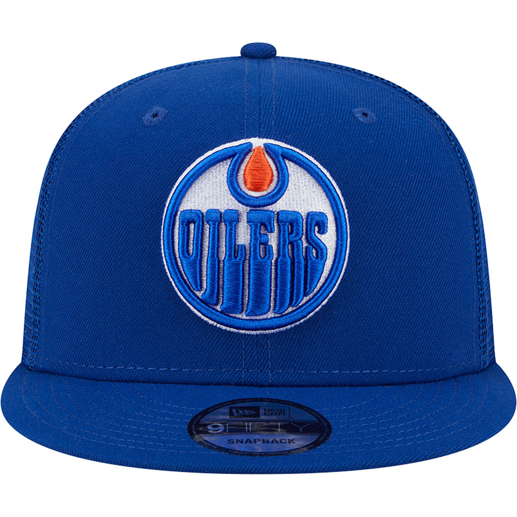 NHL Edmonton Oilers New Era OTC Trucker 9FIFTY Snapback Hat - Blue