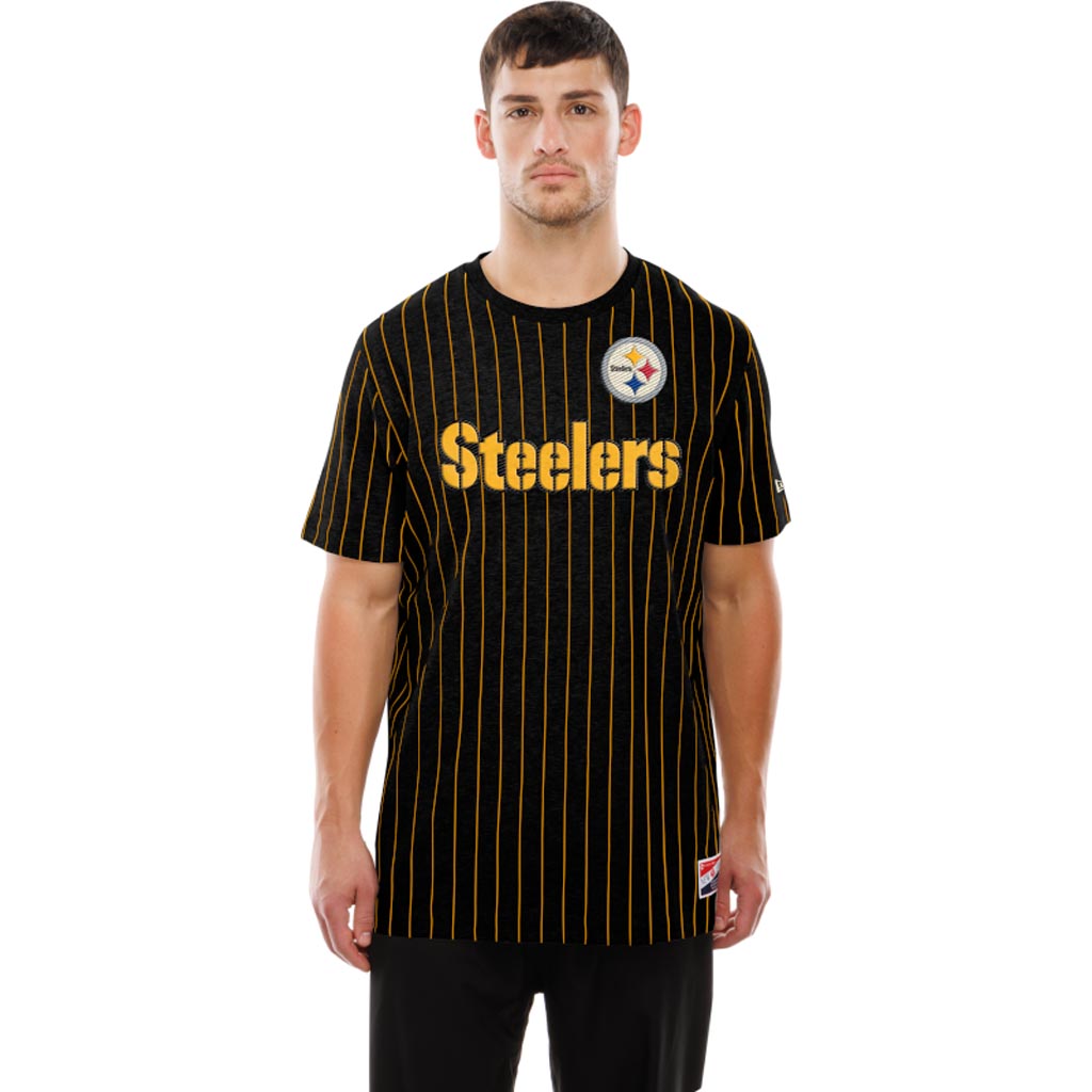 NFL Pittsburgh Steelers New Era Pinstripe T-Shirt - Black