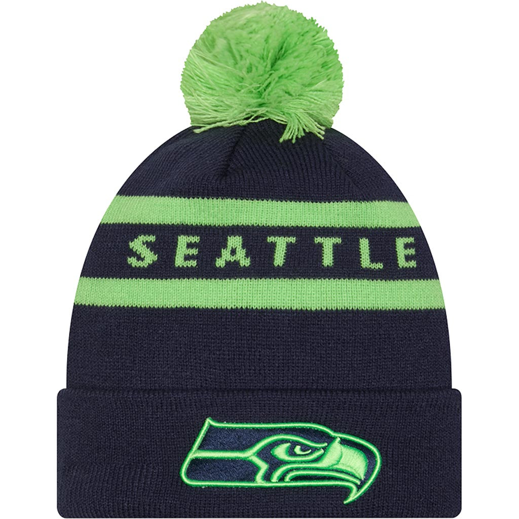 NFL Seattle Seahawks New Era Two-Tone Text Knit Hat - Navy