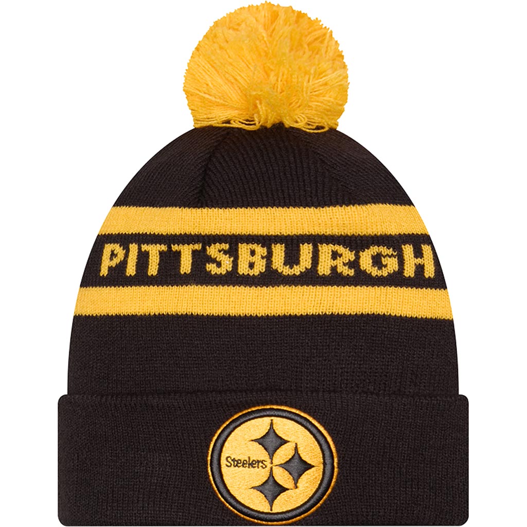 NFL Pittsburgh Steelers New Era Two-Tone Text Knit Hat - Black