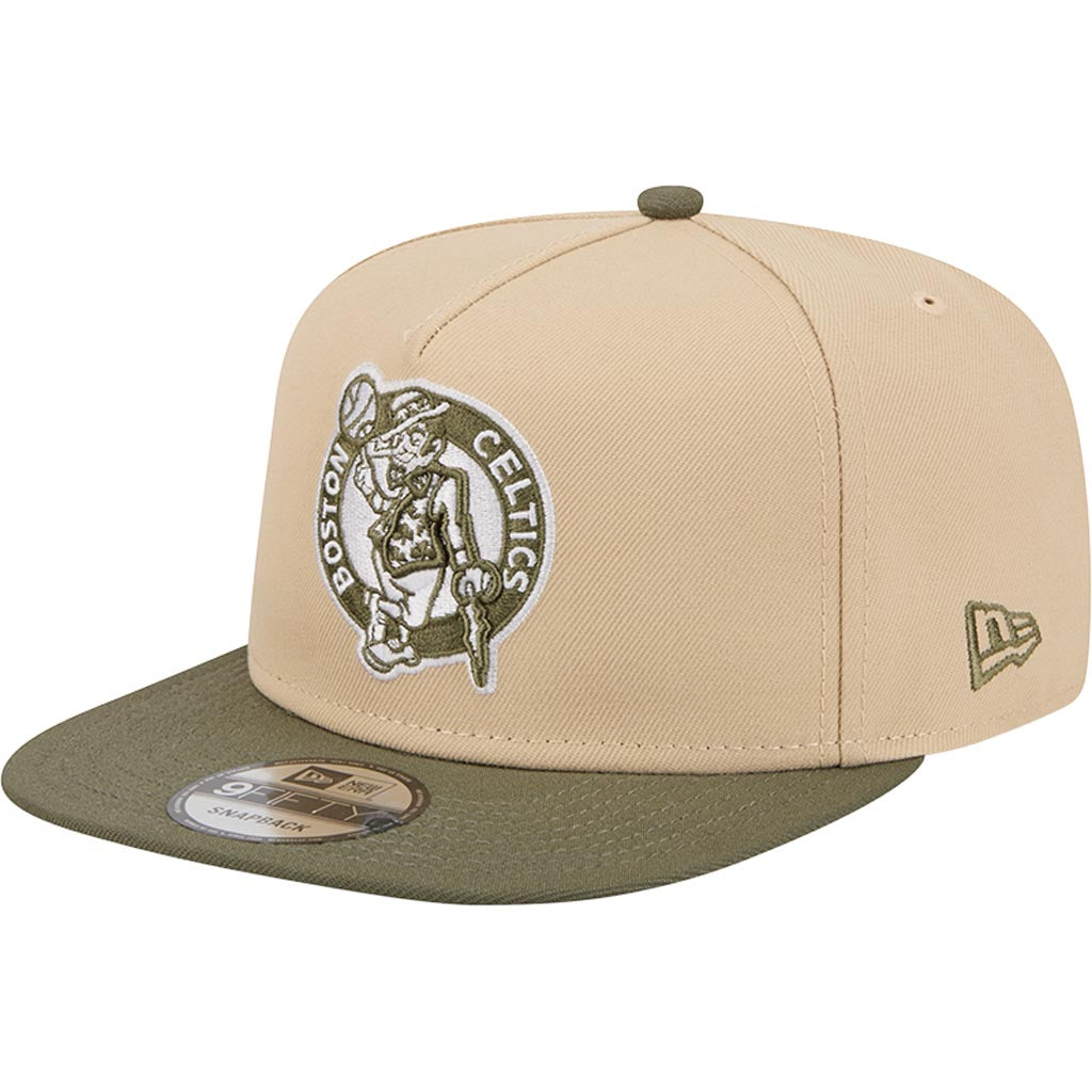 NBA Boston Celtics New Era Two-Tone Drift Wood 9FIFTY A-Frame Snapback Hat - Tan