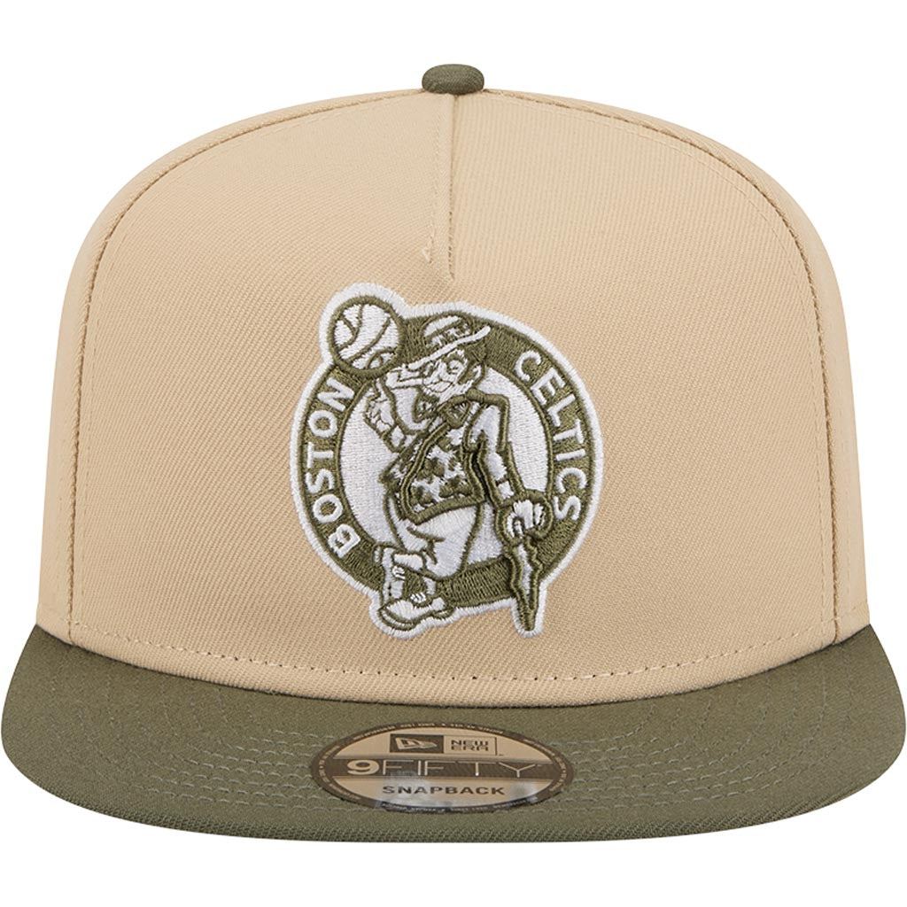 NBA Boston Celtics New Era Two-Tone Drift Wood 9FIFTY A-Frame Snapback Hat - Tan