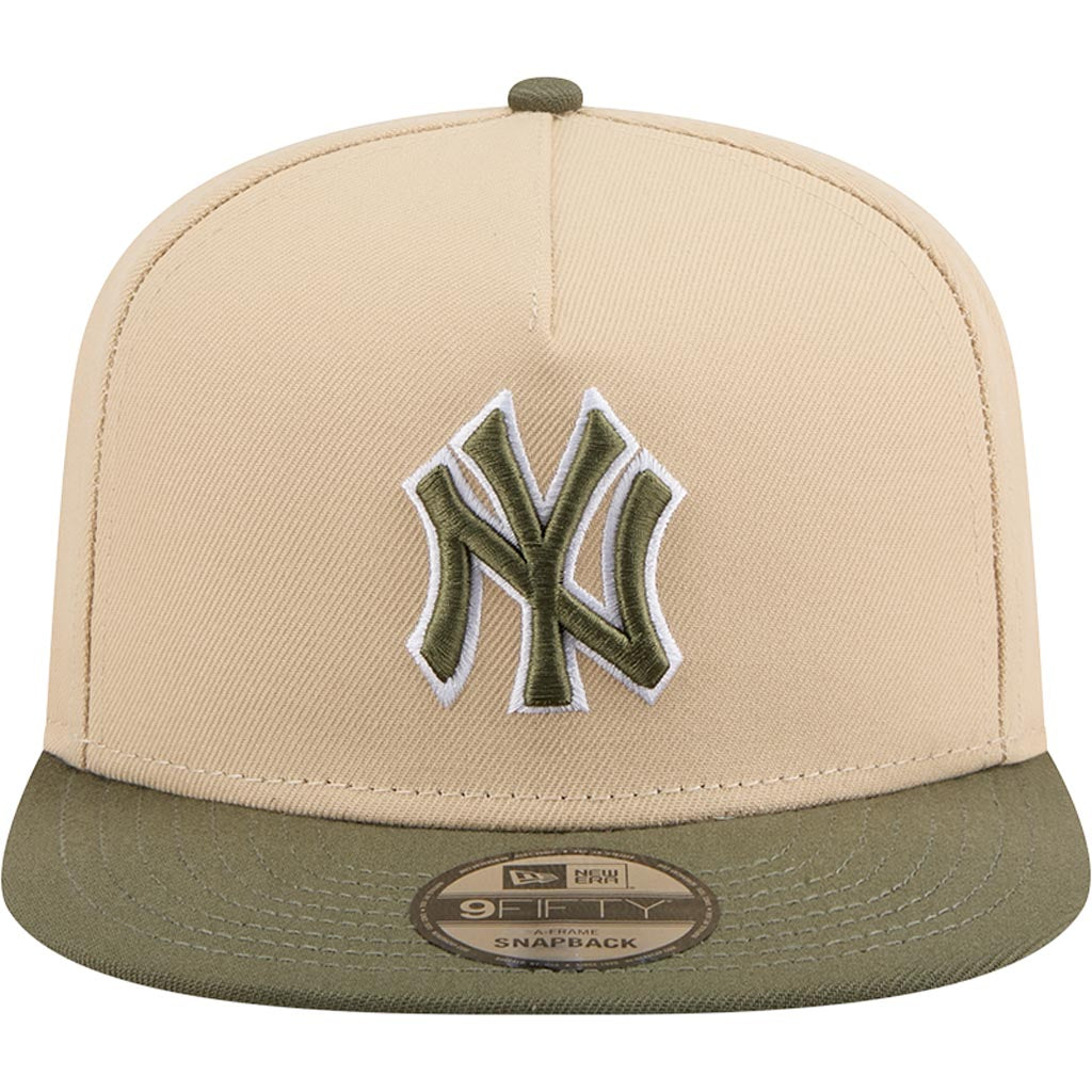 MLB New York Yankees New Era Two-Tone Drift Wood 9FIFTY A-Frame Snapback Hat - Tan