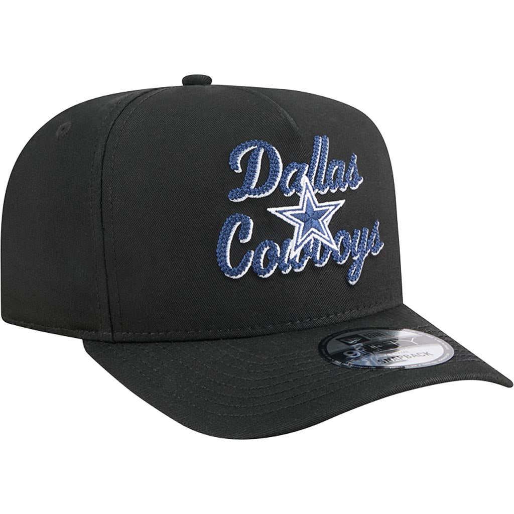 NFL Dallas Cowboys New Era Chainstitch 9FIFTY A-Frame Snapback Hat - Black