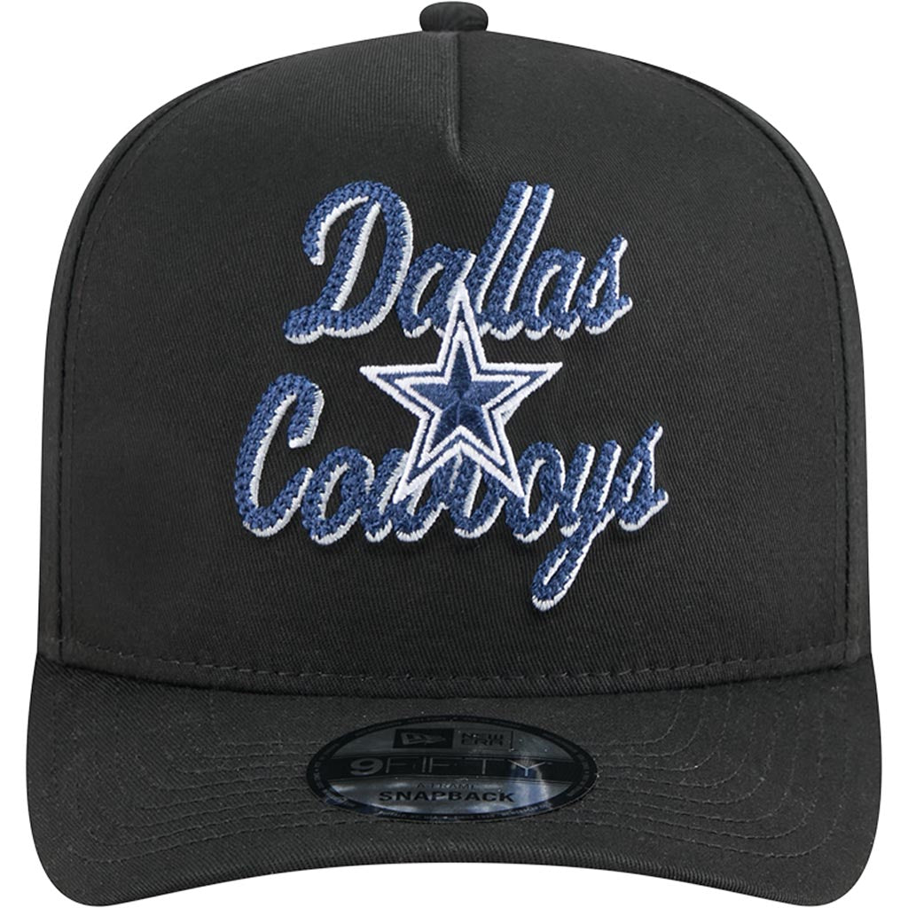 NFL Dallas Cowboys New Era Chainstitch 9FIFTY A-Frame Snapback Hat - Black