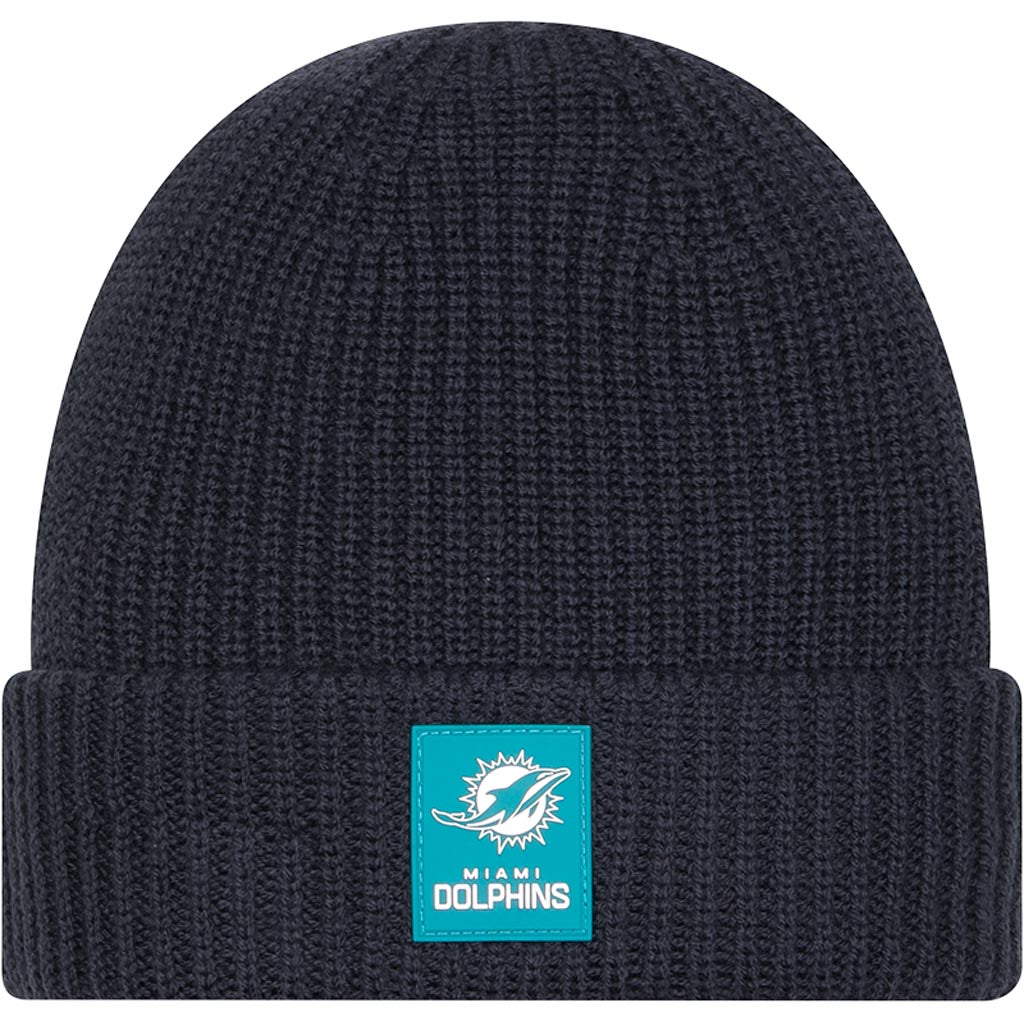 NFL Miami Dolphins New Era 2025 Sideline Cold Weather Cuffed Knit Hat - Charcoal