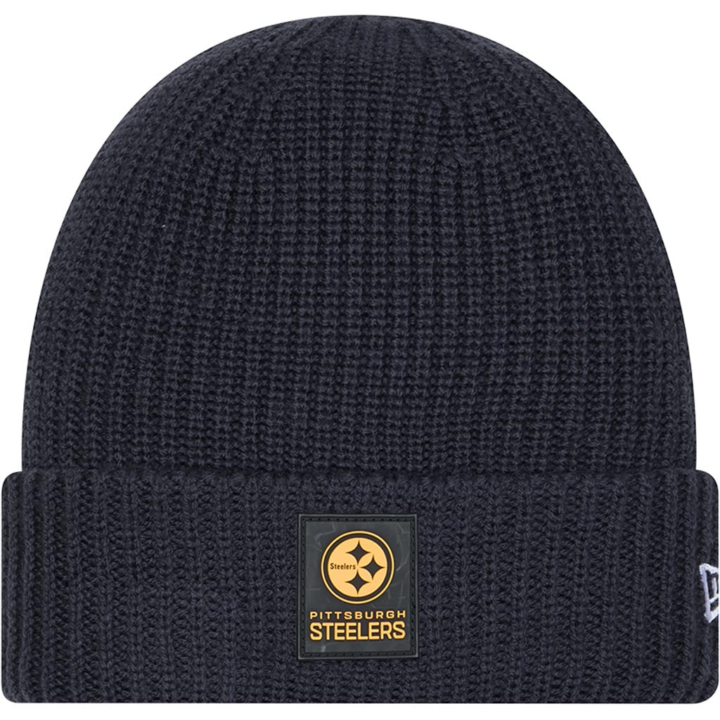 NFL Pittsburgh Steelers New Era 2025 Sideline Cold Weather Cuffed Knit Hat - Charcoal