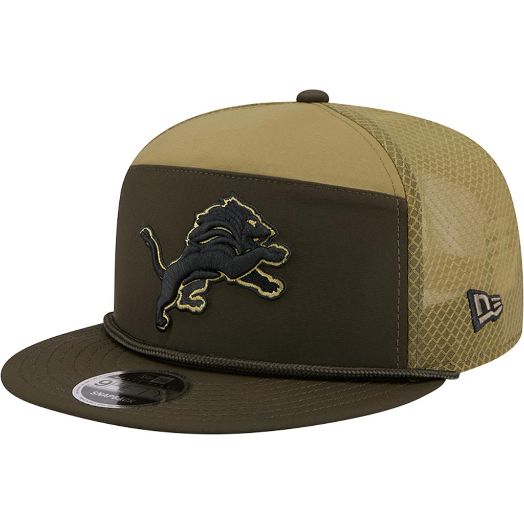 NFL Detroit Lions New Era 2025 Salute to Service 9FIFTY Split Panel Snapback Hat - Green