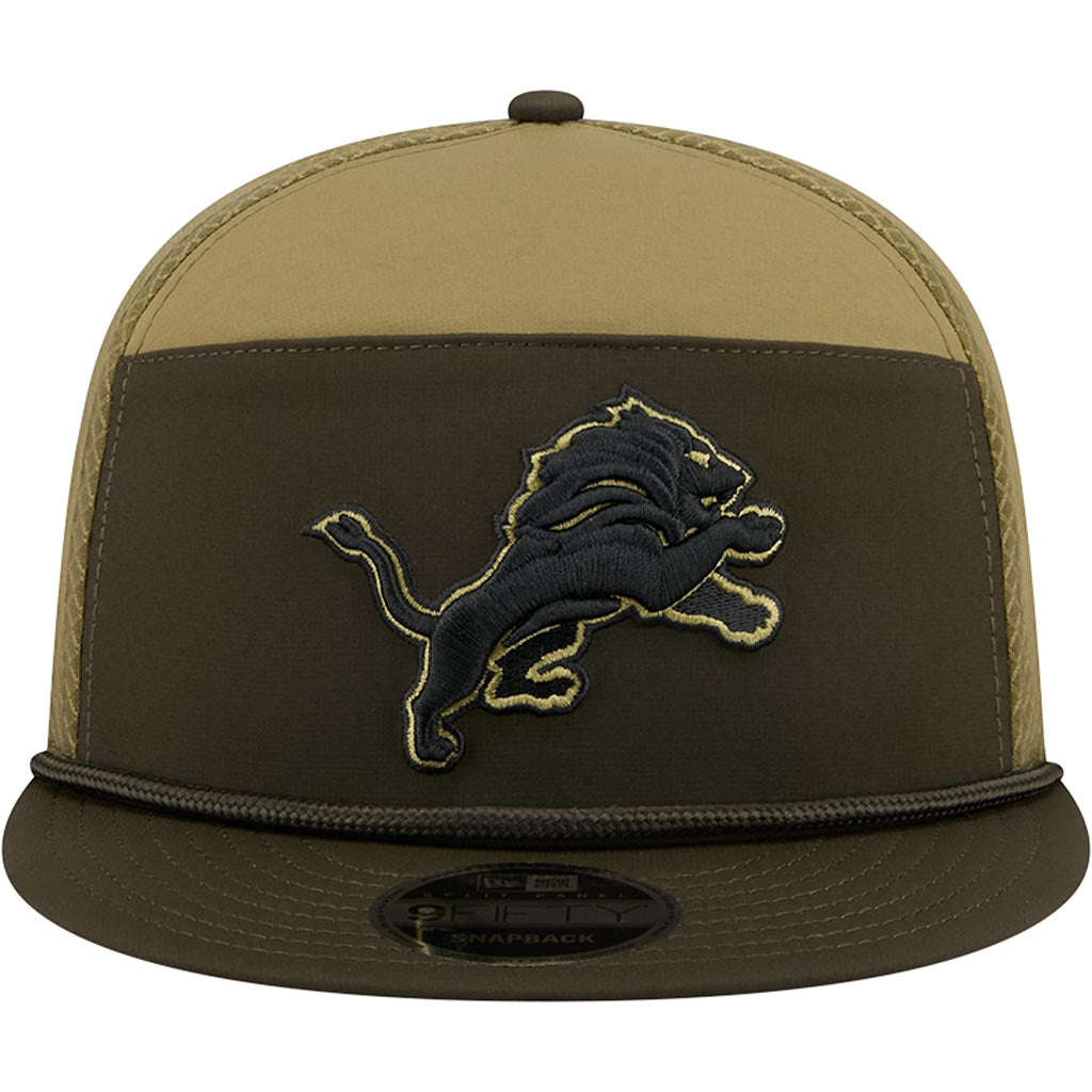 NFL Detroit Lions New Era 2025 Salute to Service 9FIFTY Split Panel Snapback Hat - Green