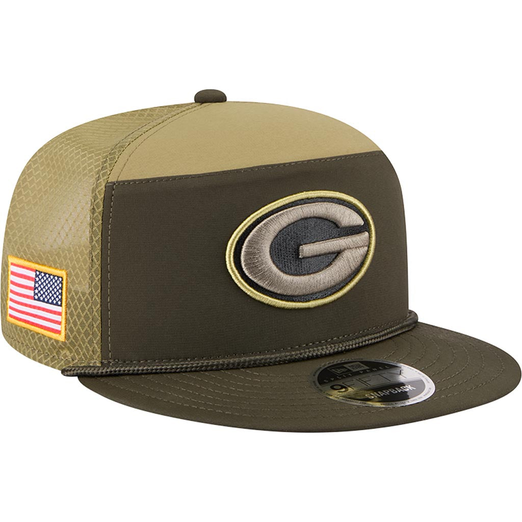 NFL Green Bay Packers New Era 2025 Salute to Service 9FIFTY Split Panel Snapback Hat - Green